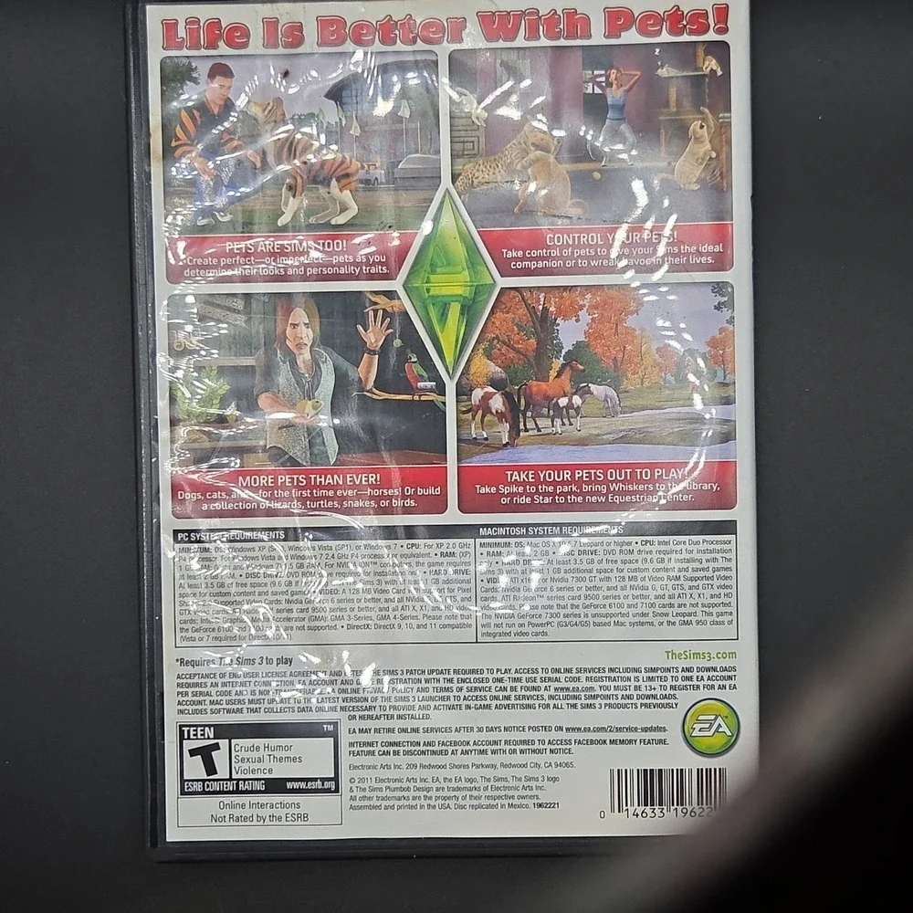 EA The Sims 3 Pets Expansion Pack PC‎ Mac Video Game 2011 Physical Full Set
